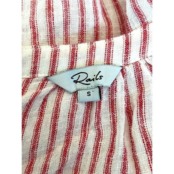 Rails Women's Red White Jasmine Linen Blend Summer Mini Dress Small Tiered - Picture 3 of 6